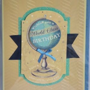 NWT Burgoyne  World Globe  Birthday 3D Card 5"X7"